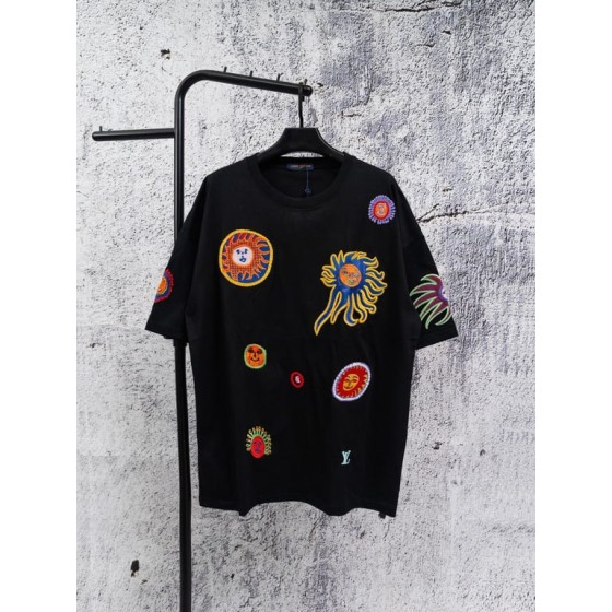 Louis Vuitton Yayoi Kusama Face Sunfish Heavy Embroidery Knitted Short-Sleeve T-Shirt